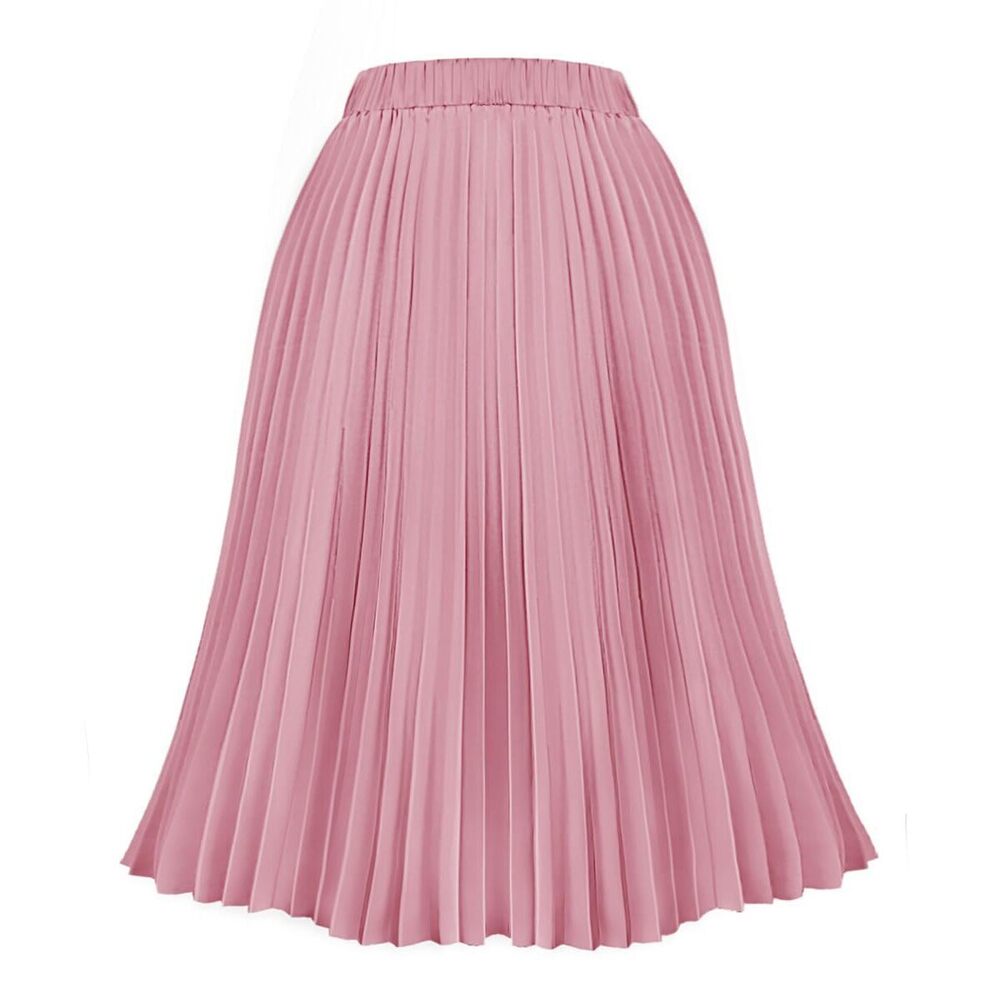 1168 Plus Size Midi Skirts 3X High Waist Swing Skirt A Line Pink Summer